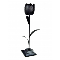 Świecznik metalowy czarny tulipan  40cm